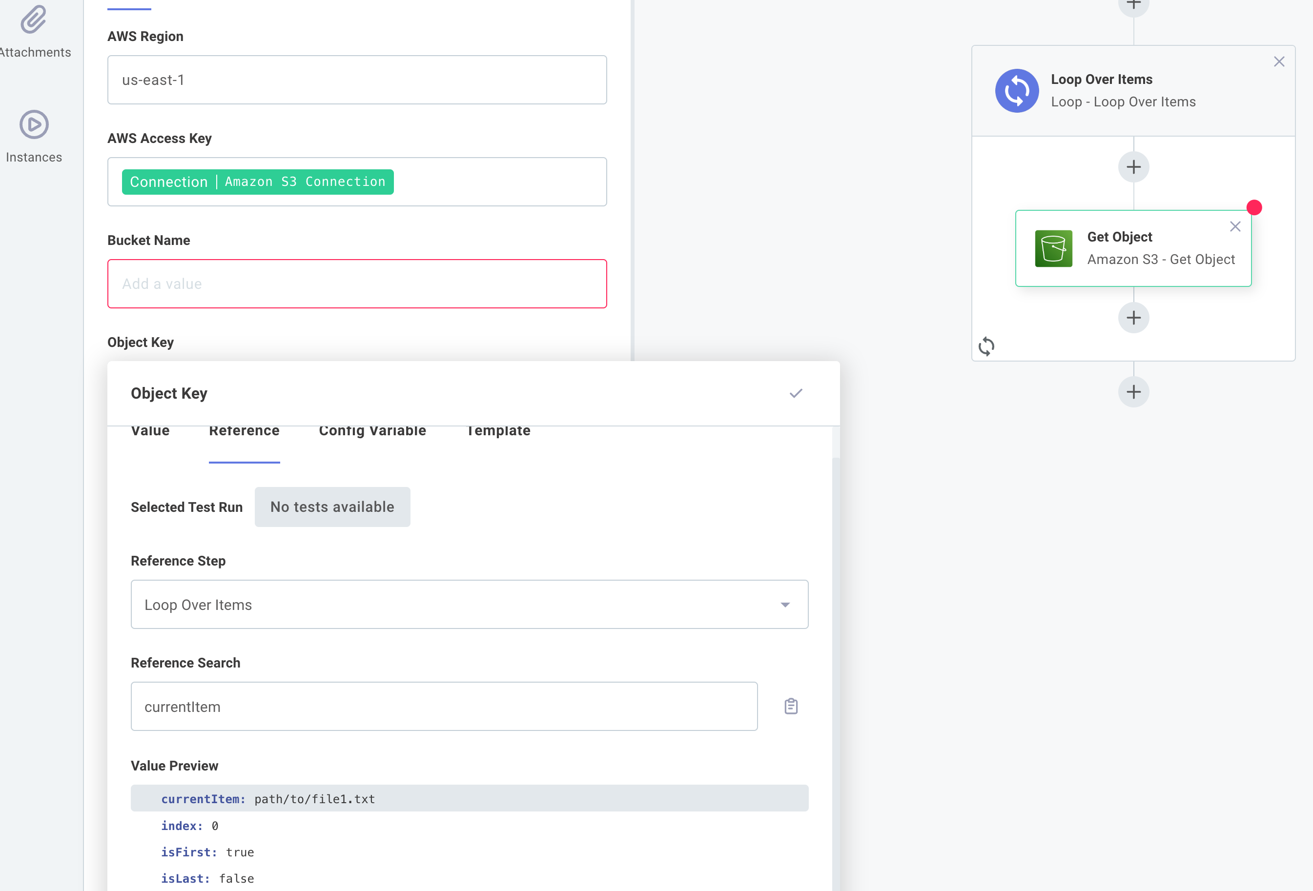 Loop over items to get file paths